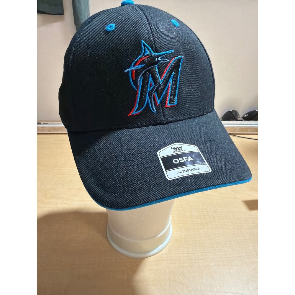 MLB Miami Marlins Snapback Hat Fan Favorite Black Blue Adjustable Baseball Cap